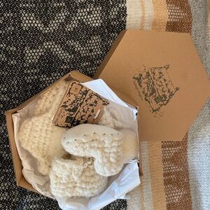 Handmade Cream Knit Baby Booties